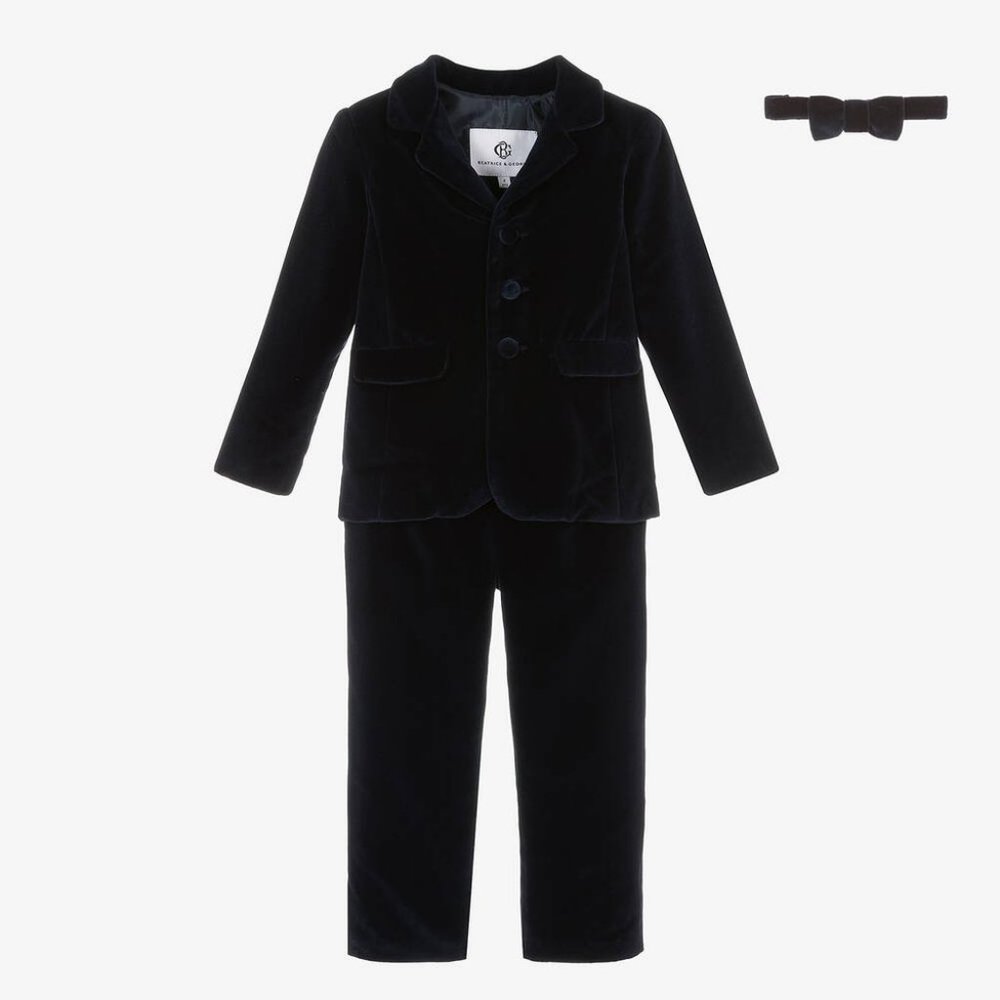 Beatrice & George  Navy Blue Velvet Suit - Boys
